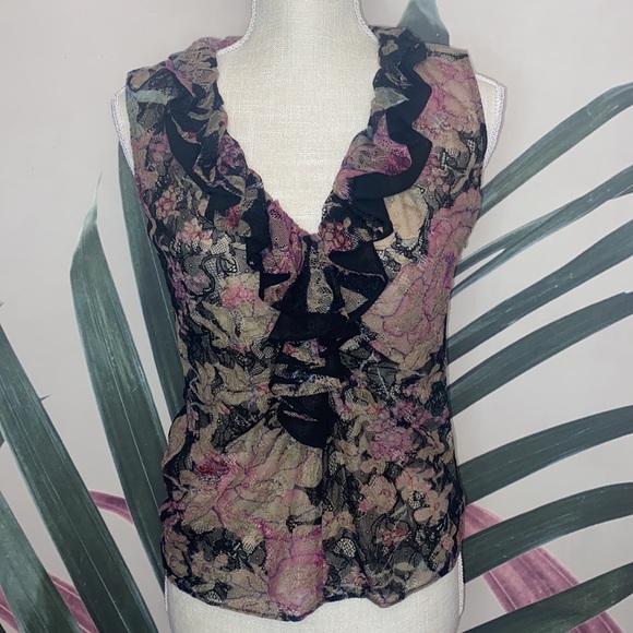 Etro Lace & Silk Sleeveless Blouse - Picture 2 of 12